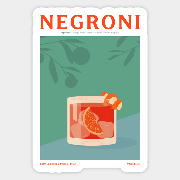 Negroni Sticker by MurellosArt